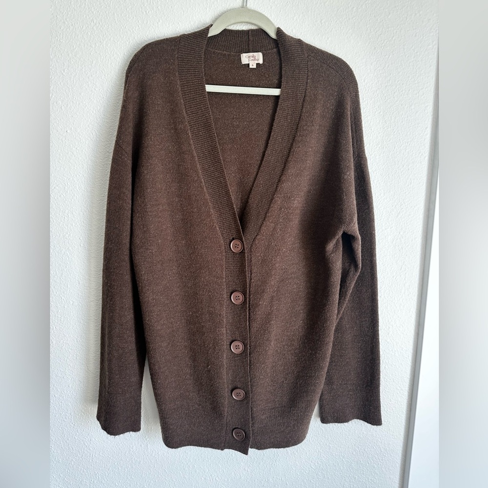 Camila Coelho Trista Oversized Cardigan in Chocolate - Picture 5 of 7